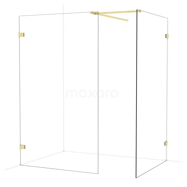 Diamond Inloopdouche | 120x120 cm Glanzend lichtgoud Helder glas 2 vaste wanden IDB1212520GLG Diamond Inloopdouche | 120x120 cm Glanzend lichtgoud Helder glas 2 vaste wanden IDB1212520GLG
