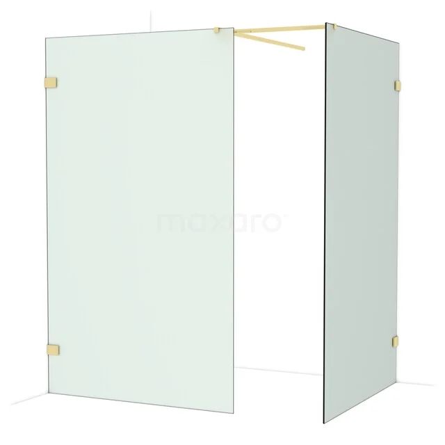 Diamond Inloopdouche | 120x120 cm Glanzend lichtgoud Matglas 2 vaste wanden IDB1212527GLG