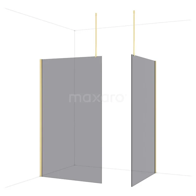 Diamond Inloopdouche | 120x120 cm Glanzend lichtgoud Rookglas 2 vaste wanden IDB1212911GLG Diamond Inloopdouche | 120x120 cm Glanzend lichtgoud Rookglas 2 vaste wanden IDB1212911GLG