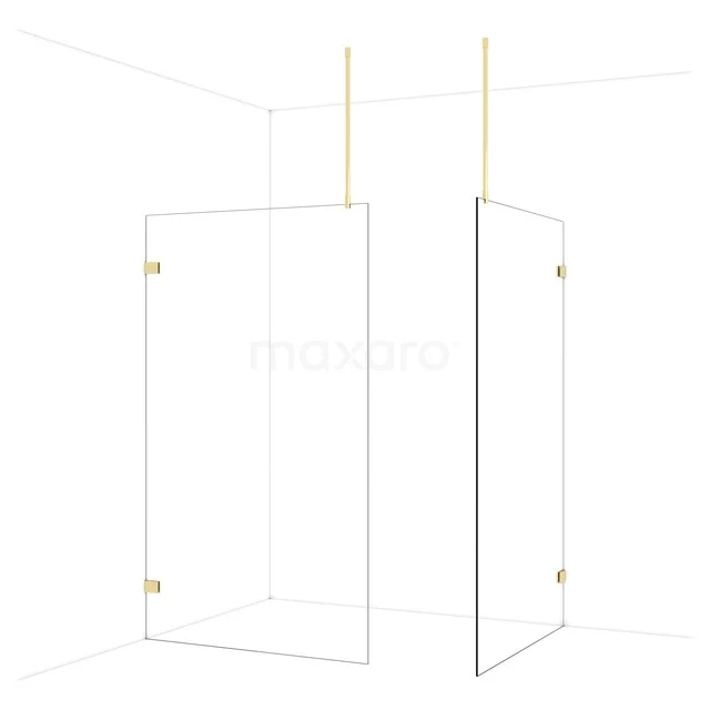 Diamond Inloopdouche | 120x120 cm Glanzend lichtgoud Helder glas 2 vaste wanden IDB1212920GLG Diamond Inloopdouche | 120x120 cm Glanzend lichtgoud Helder glas 2 vaste wanden IDB1212920GLG