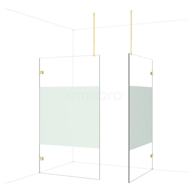 Diamond Walk-in shower | 120x120 cm Glanzend lichtgoud Clear with matt strip 2 fixed walls IDB1212923GLG Diamond Walk-in shower | 120x120 cm Glanzend lichtgoud Clear with matt strip 2 fixed walls IDB1212923GLG