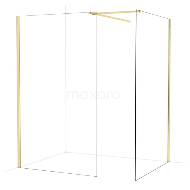 Diamond Walk-in shower | 130x120 cm Glanzend lichtgoud Clear glass 2 fixed walls IDB1213510GLG Diamond Walk-in shower | 130x120 cm Glanzend lichtgoud Clear glass 2 fixed walls IDB1213510GLG