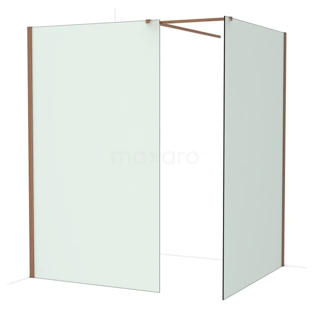 Diamond Walk-in shower | 140x120 cm Glanzend koper Frosted glass 2 fixed walls IDB1214517GKP