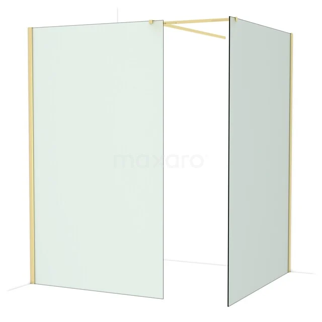 Diamond Walk-in shower | 140x120 cm Glanzend lichtgoud Frosted glass 2 fixed walls IDB1214517GLG
