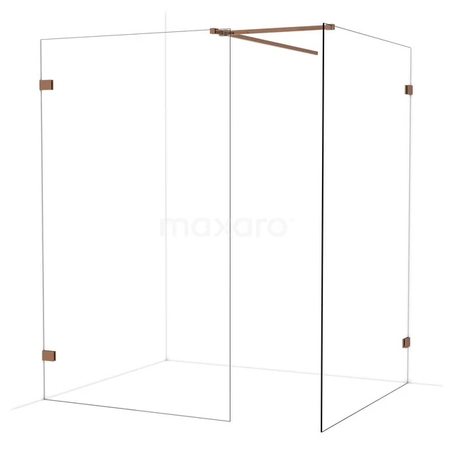 Begehbare Duschen IDB1214520GKP Duschsystem mit klaren Glaswänden, Eckanordnung und Messingdetails, ideal als luxuriöse Badezimmerausstattung.