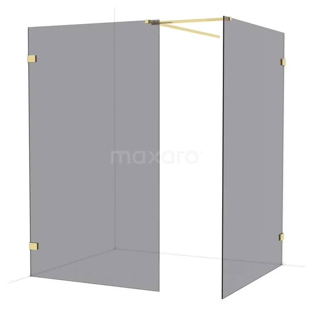 Diamond Inloopdouche | 140x120 cm Glanzend lichtgoud Rookglas 2 vaste wanden IDB1214521GLG