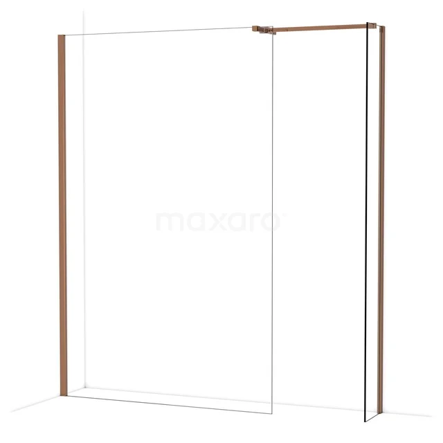 Diamond Walk-in shower | 130x30 cm Glanzend koper Clear glass 2 fixed walls IDB1303510GKP