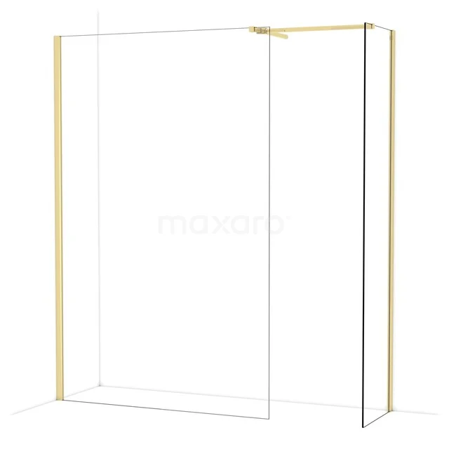 Begehbare Duschen IDB1305510GLG Duschwand mit goldfarbenem Rahmen, Glasplatten und modernem Design, perfekt für einen modernen Badezimmerstil.