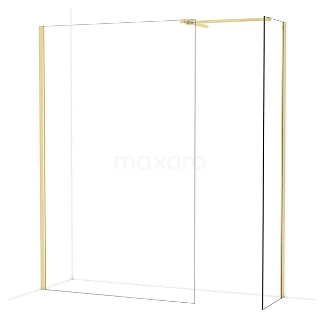 Diamond Inloopdouche | 130x50 cm Glanzend lichtgoud Helder glas 2 vaste wanden IDB1305510GLG