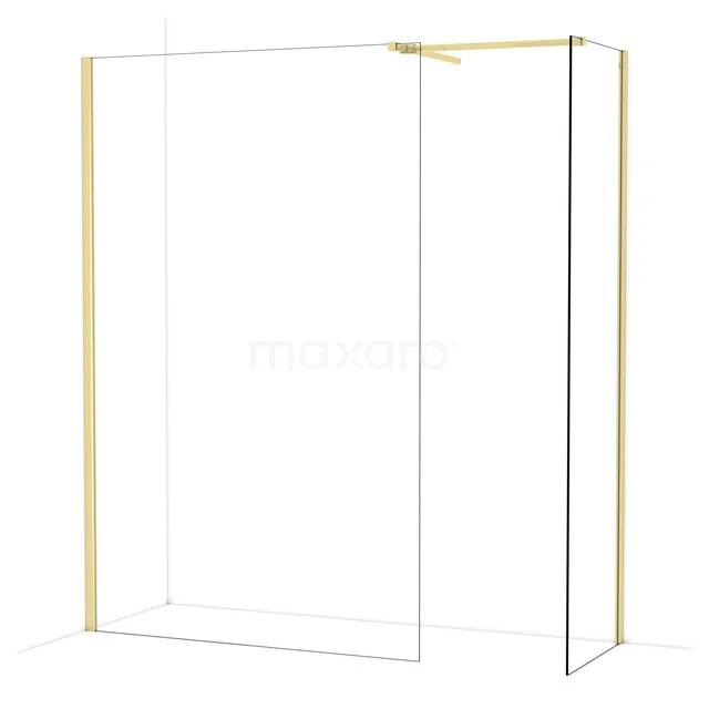 Begehbare Duschen IDB1306510GLG Duschwand mit goldfarbenen Akzenten, modernes Design, Klarglas; ideal für eine stilvolle Badezimmer Einrichtung.