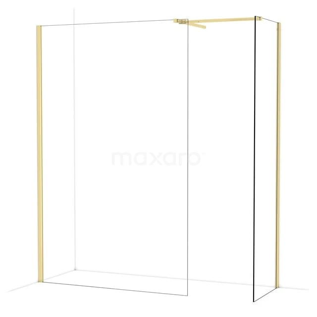 Diamond Inloopdouche | 130x60 cm Glanzend lichtgoud Helder glas 2 vaste wanden IDB1306510GLG