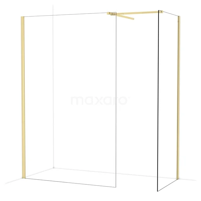 Goldfarbene Duschwand aus Glas mit klarem Design, ideal für eine moderne Badezimmer Einrichtung.