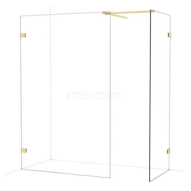 Diamond Inloopdouche | 130x80 cm Glanzend lichtgoud Helder glas 2 vaste wanden IDB1308520GLG Diamond Inloopdouche | 130x80 cm Glanzend lichtgoud Helder glas 2 vaste wanden IDB1308520GLG