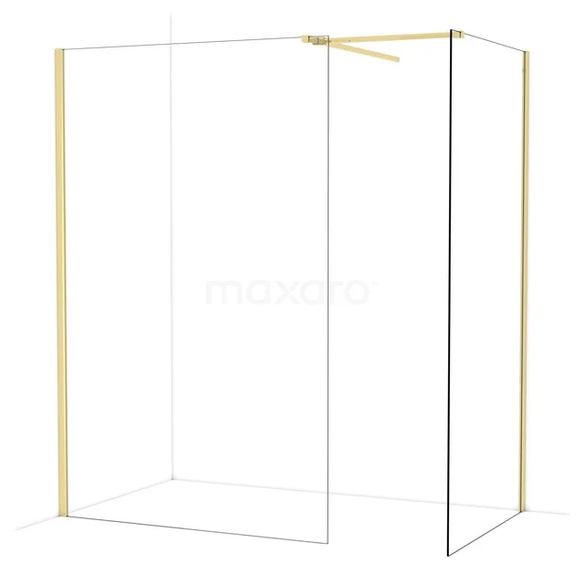 Diamond Inloopdouche | 130x100 cm Glanzend lichtgoud Helder glas 2 vaste wanden IDB1310510GLG