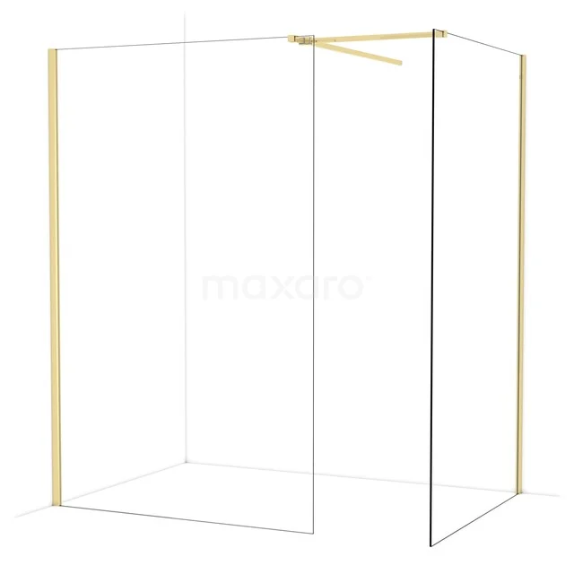Diamond Inloopdouche | 130x120 cm Glanzend lichtgoud Helder glas 2 vaste wanden IDB1312510GLG