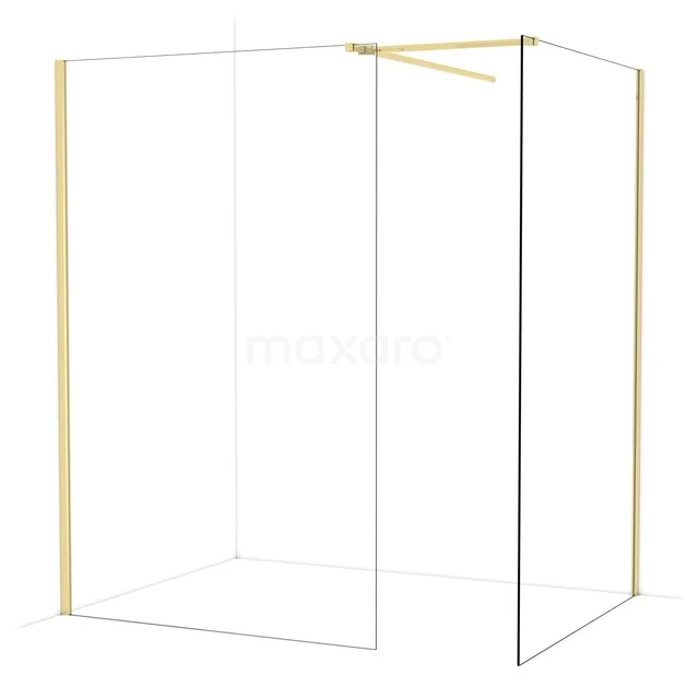 Goldene Duschwand aus Glas, minimalistisches Design. Perfekt für stilvolle Badezimmergestaltung mit luxuriösem Aussehen.