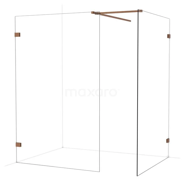 Glas Duschwand mit Eckaufstellung, bronzefarbene Akzente und minimalistisches Design, ideal für ein modernes Badezimmer.