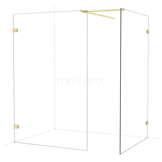 Begehbare Duschen IDB1313520GLG Glas Duschwand mit goldfarbenen Details, modernes Design, ideal für eine stilvolle Badezimmer Einrichtung.