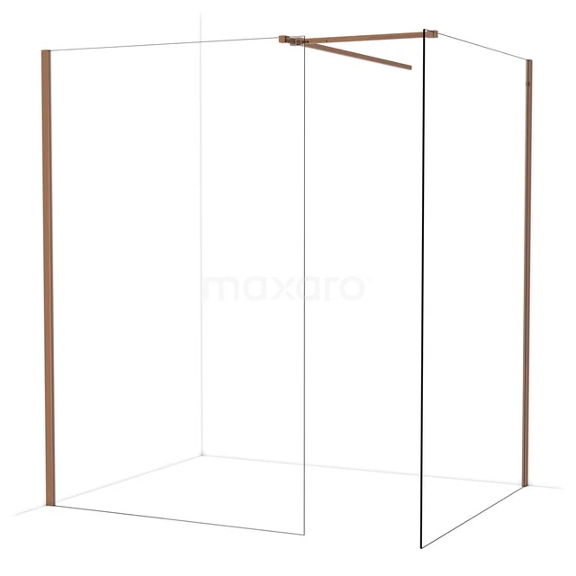 Duschwand mit kupferfarbenen Profilen, Klarglas und modernem Design. Perfekt für eine stilvolle Badezimmer Einrichtung.