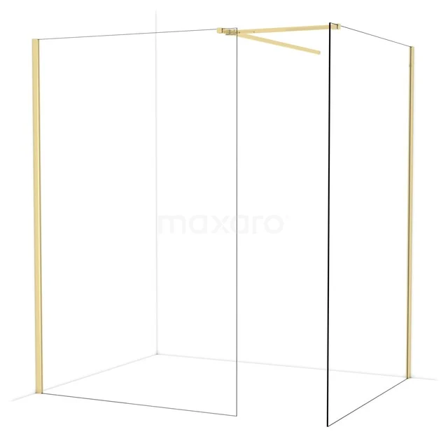 Goldene Aluminium-Duschwand mit minimalistischem Design, perfekt für einen modernen Badezimmerstil.