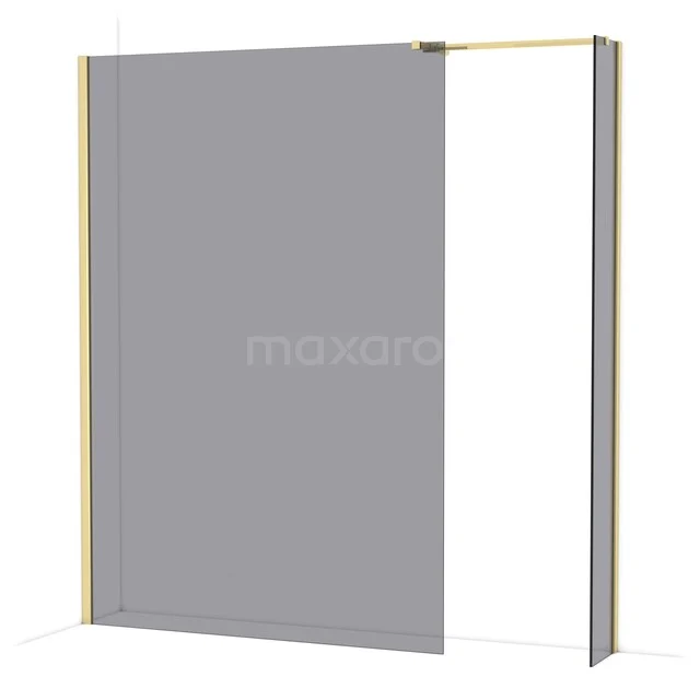 Diamond Inloopdouche | 140x30 cm Glanzend lichtgoud Rookglas 2 vaste wanden IDB1403511GLG