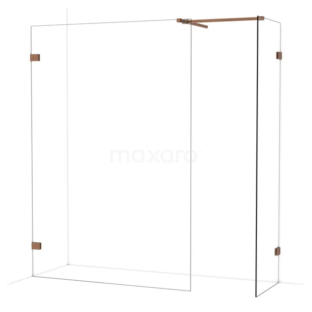 Begehbare Duschen IDB1406520GKP Transparente Duschwand aus Glas mit roségoldenen Akzenten, modernes Design, ideal für ein stilvolles Badezimmer.
