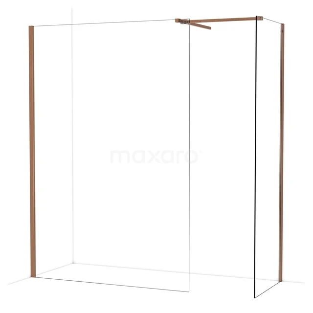 Diamond Walk-in shower | 140x70 cm Glanzend koper Clear glass 2 fixed walls IDB1407510GKP