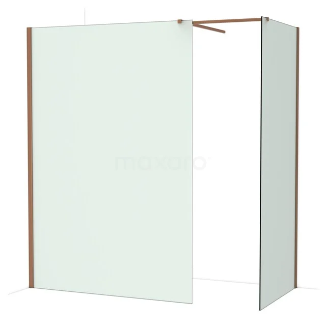 Diamond Walk-in shower | 140x90 cm Shiny copper Frosted glass 2 fixed walls IDB1409517GKP Inloopdouche met matglazen wand, koperkleurige profielen en minimalistisch design voor een moderne badkamer.
