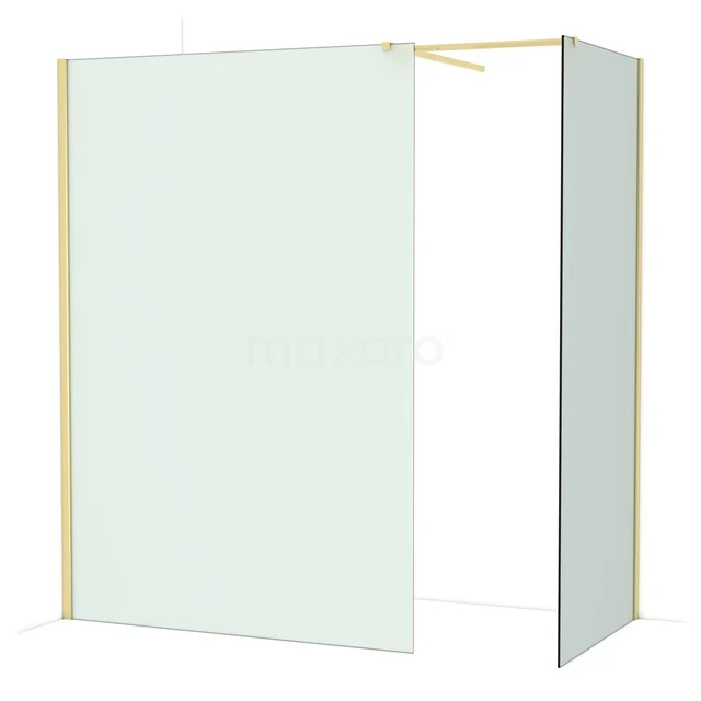 Diamond Walk-in shower | 140x90 cm Glanzend lichtgoud Frosted glass 2 fixed walls IDB1409517GLG