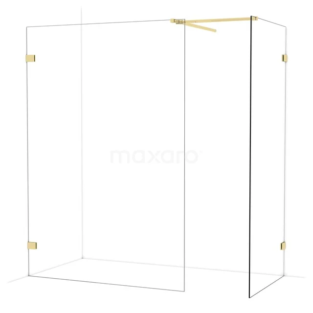 Begehbare Duschen IDB1409520GLG Glasbegehbare Dusche mit minimalistischem Design, goldenen Akzenten und klaren Linien, perfekt für ein modernes Badezimmer.