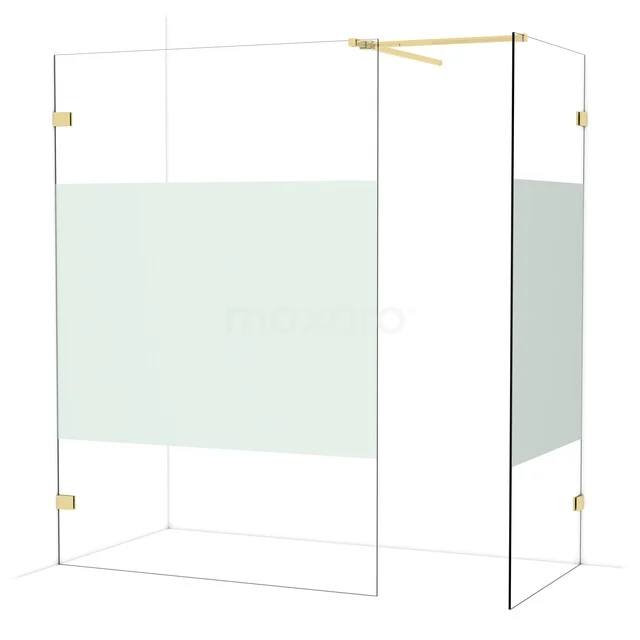 Diamond Inloopdouche | 140x90 cm Glanzend lichtgoud Helder met matte strook 2 vaste wanden IDB1409523GLG Diamond Inloopdouche | 140x90 cm Glanzend lichtgoud Helder met matte strook 2 vaste wanden IDB1409523GLG