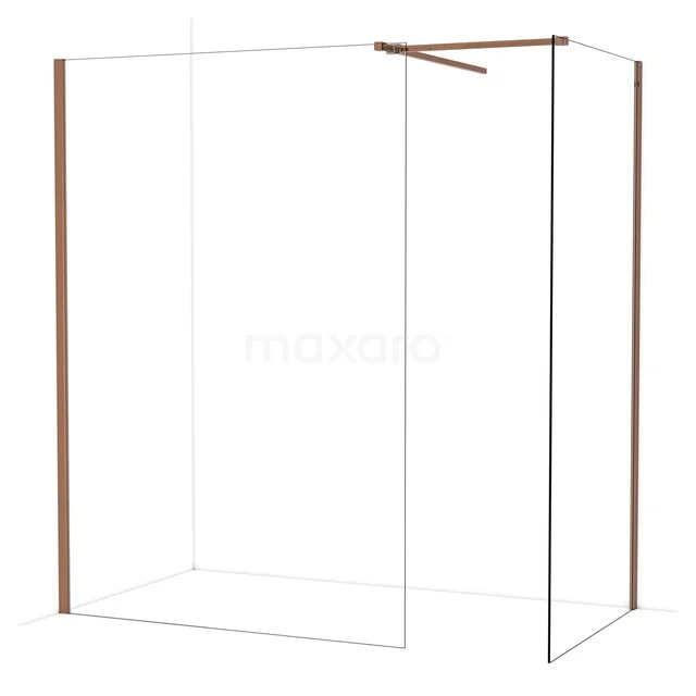 Duschwand mit Matt Schwarz Profilen, Eckaufstellung aus Glas, schnittiges Design für ein modernes Badezimmer.