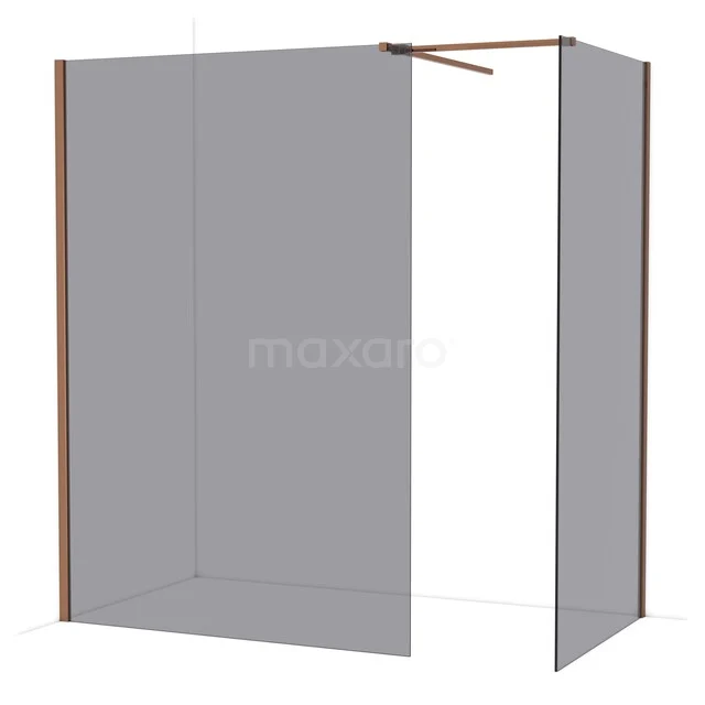 Diamond Inloopdouche | 140x100 cm Glanzend koper Rookglas 2 vaste wanden IDB1410511GKP Diamond Inloopdouche | 140x100 cm Glanzend koper Rookglas 2 vaste wanden IDB1410511GKP