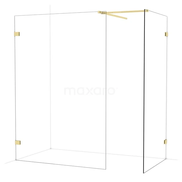 Diamond Walk-in shower | 140x100 cm Glanzend lichtgoud Clear glass 2 fixed walls IDB1410520GLG Diamond Walk-in shower | 140x100 cm Glanzend lichtgoud Clear glass 2 fixed walls IDB1410520GLG