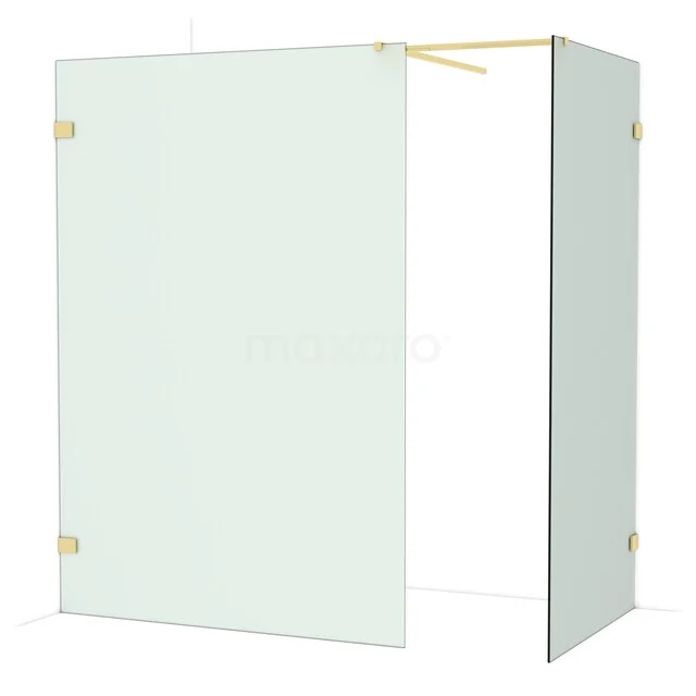 Diamond Inloopdouche | 140x100 cm Glanzend lichtgoud Matglas 2 vaste wanden IDB1410527GLG