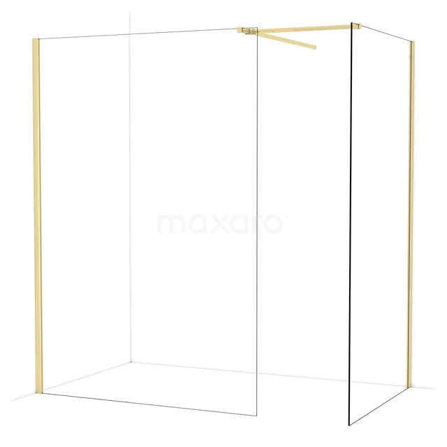 Diamond Walk-in shower | 140x110 cm Glanzend lichtgoud Clear glass 2 fixed walls IDB1411510GLG Diamond Walk-in shower | 140x110 cm Glanzend lichtgoud Clear glass 2 fixed walls IDB1411510GLG