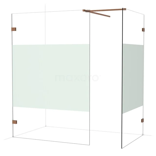 Diamond Walk-in shower | 140x110 cm Glanzend koper Clear with matt strip 2 fixed walls IDB1411523GKP Diamond Walk-in shower | 140x110 cm Glanzend koper Clear with matt strip 2 fixed walls IDB1411523GKP