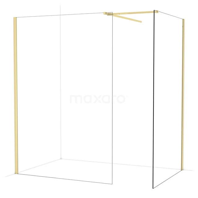 Diamond Walk-in shower | 140x120 cm Glanzend lichtgoud Clear glass 2 fixed walls IDB1412510GLG