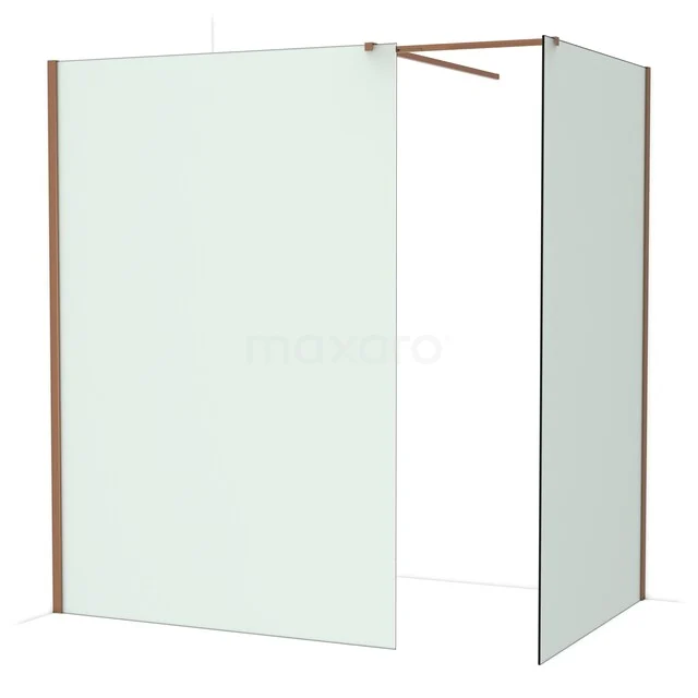 Glas Duschwand mit Eckaufstellung, transparentes Glas und rosafarbene Profile, ideal für einen modernen Badezimmerstil.