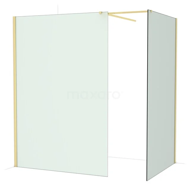 Diamond Walk-in shower | 140x120 cm Glossy light gold Frosted glass 2 fixed walls IDB1412517GLG Helder glazen douchewand met mat goudkleurig frame, onderdeel van moderne badkamerinrichting serie.
