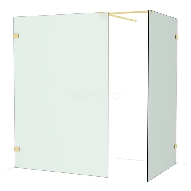Matte glass shower wall with gold finish, minimalist design suitable for modern bathrooms.