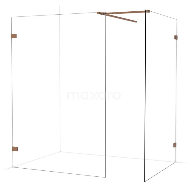 Diamond Walk-in shower | 140x130 cm Glanzend koper Clear glass 2 fixed walls IDB1413520GKP Diamond Walk-in shower | 140x130 cm Glanzend koper Clear glass 2 fixed walls IDB1413520GKP