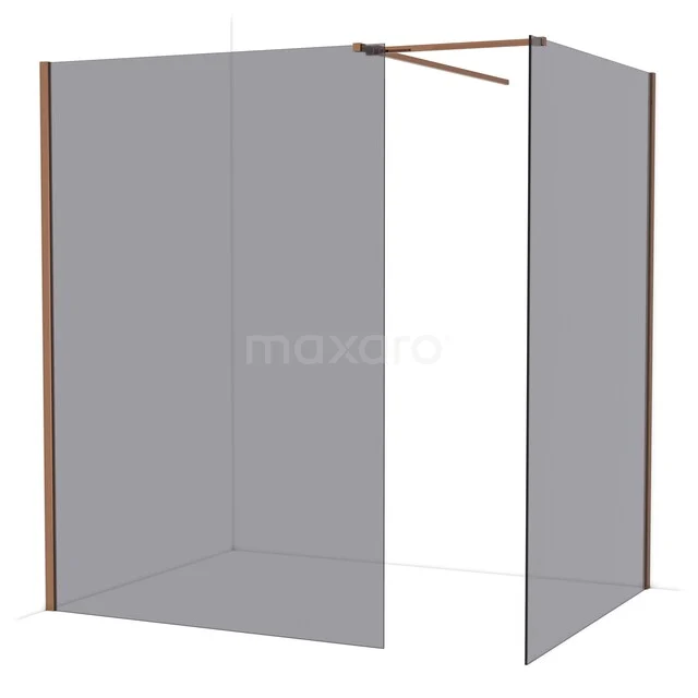 Glasene Duschwand mit bronzefarbenen Profilen, Eckaufstellung; stilvoll und funktional für moderne Badezimmergestaltungen.