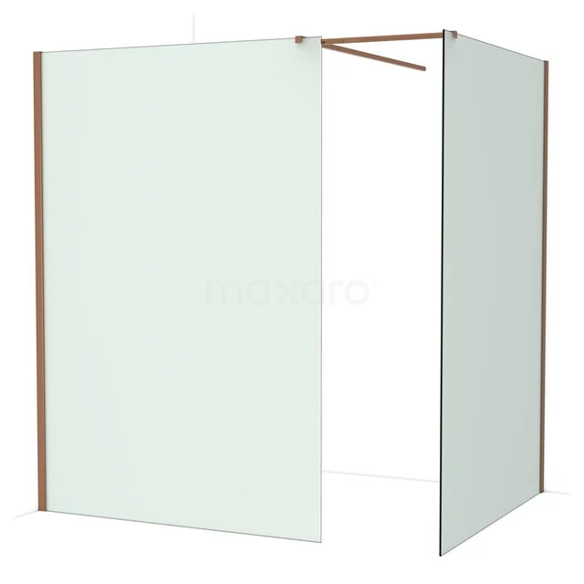 Diamond Inloopdouche | 140x140 cm Glanzend koper Matglas 2 vaste wanden IDB1414517GKP