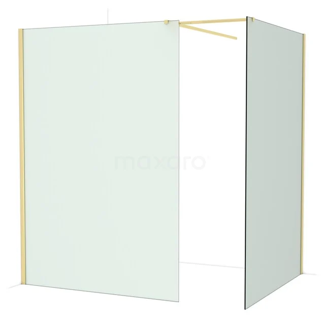 Diamond Inloopdouche | 140x140 cm Glanzend lichtgoud Matglas 2 vaste wanden IDB1414517GLG Diamond Inloopdouche | 140x140 cm Glanzend lichtgoud Matglas 2 vaste wanden IDB1414517GLG