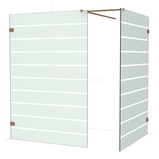 Glas Duschwand mit Matt Weiß Streifen und Eckdesign, ideal für eine moderne Badezimmergestaltung.