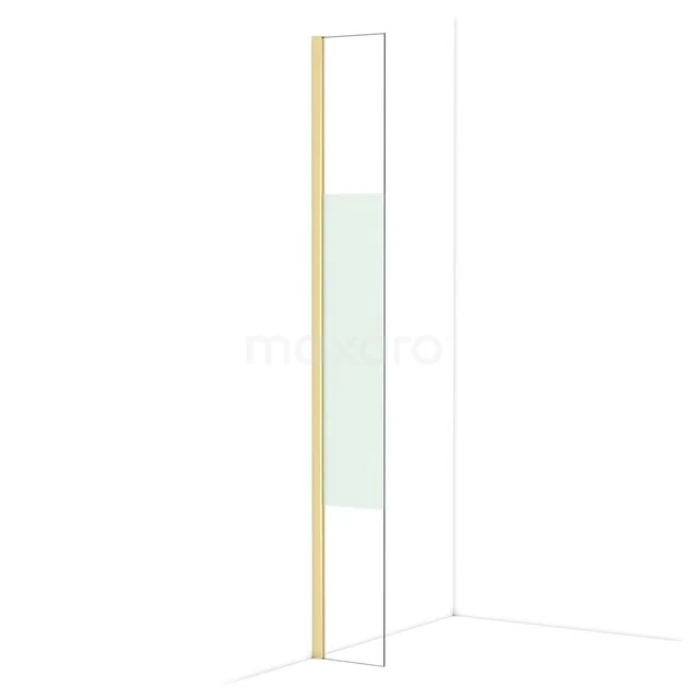 Diamond Walk-in shower | 30 cm Shiny light gold Clear with matt strip Fixed wall IDA03013GLG Glass shower wall with gold-coloured frame, slim design and modern style; ideal for a stylish bathroom layout.
