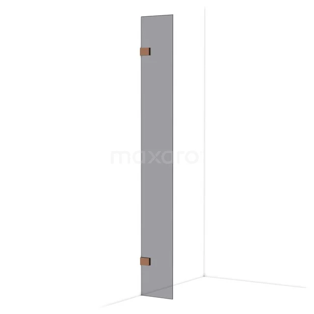 Grauer Design-Heizkörper mit vertikaler Form und Kupferakzenten, ideal für moderne Bäder.