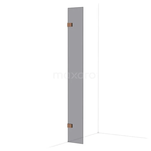 Grauer Design-Heizkörper mit vertikaler Form und Kupferakzenten, ideal für moderne Bäder.