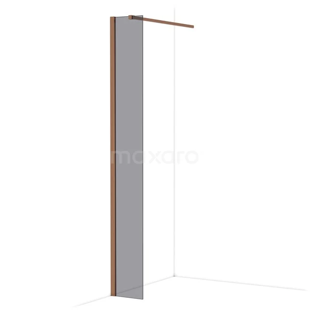 Moderne begehbare Dusche mit mattgläserner Paneel und kupferfarbenem Profil, ideal für eine stilvolle Badezimmer Einrichtung.